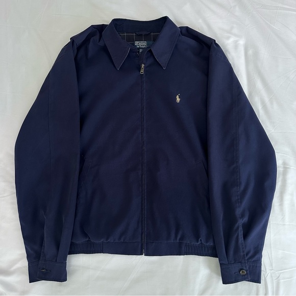 Polo Ralph Lauren Harrington Jacket Navy Blue Men's Medium Full Zip Windbreaker